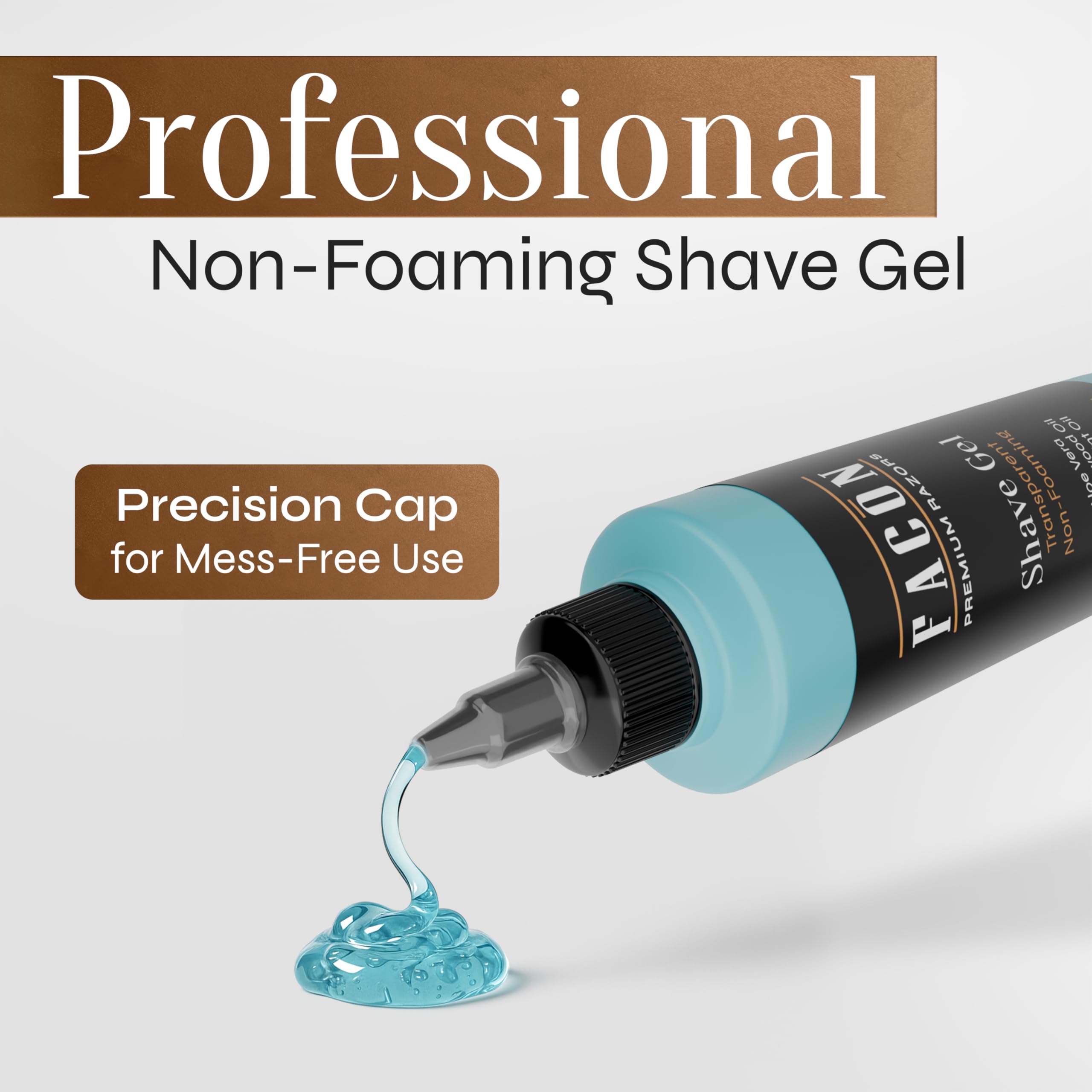 FACON barber setup shows premium grooming ritual with clear gel