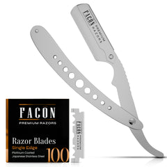FACON navaja recta profesional con mango ergonómico para control preciso.