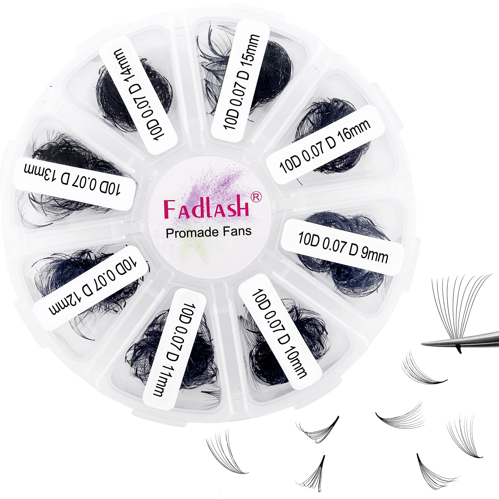 FADLASH 1000 fans prearmadas con 10D-0,07D y 9–16 mm para volumen rápido y uniforme