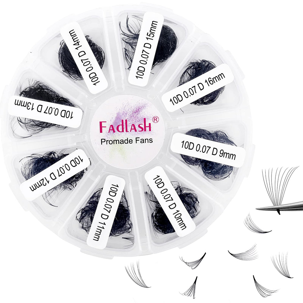 FADLASH 1000 fans prearmadas con 10D-0,07D y 9–16 mm para volumen rápido y uniforme