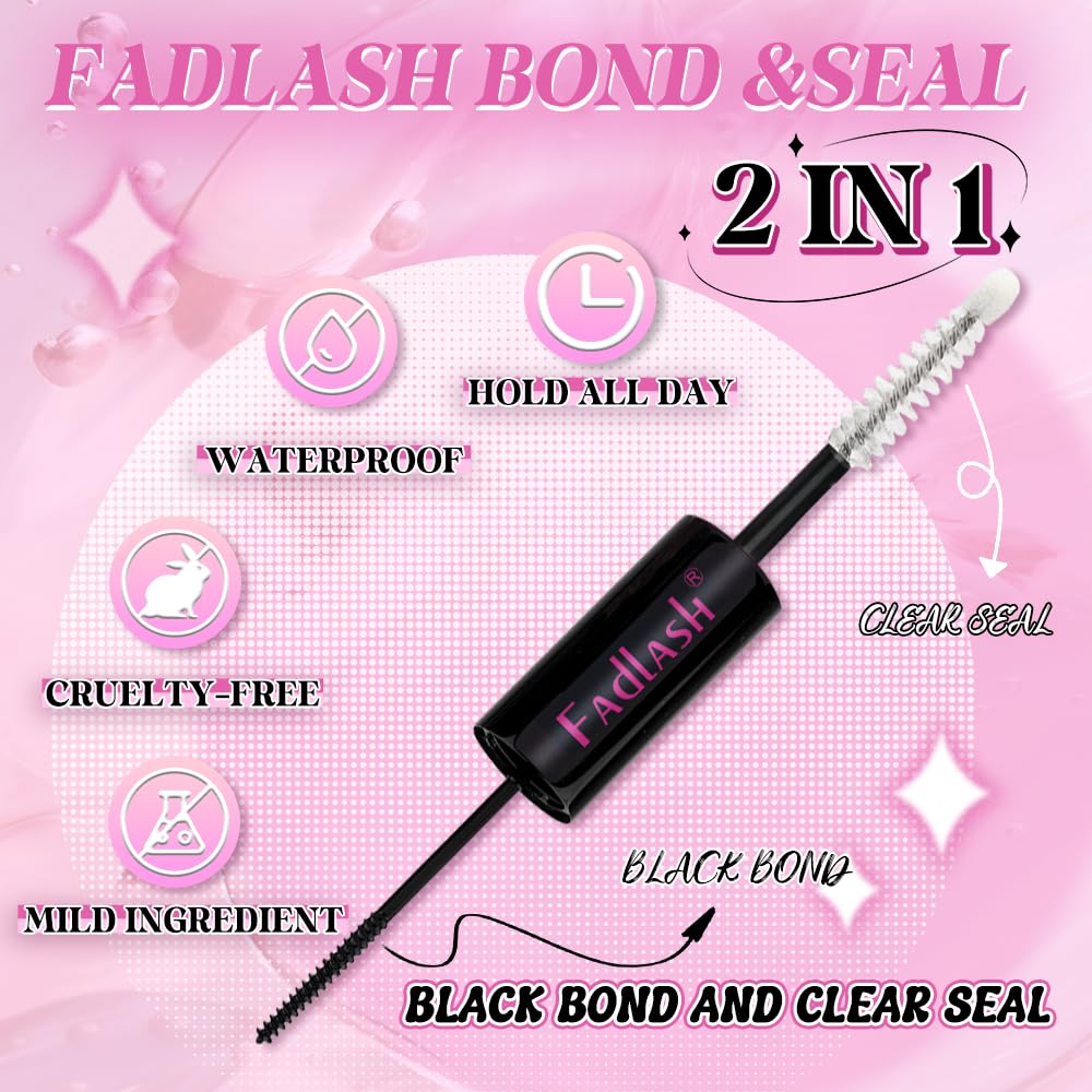 FADLASH adhesión suave para extensiones de pestañas y menor irritación.