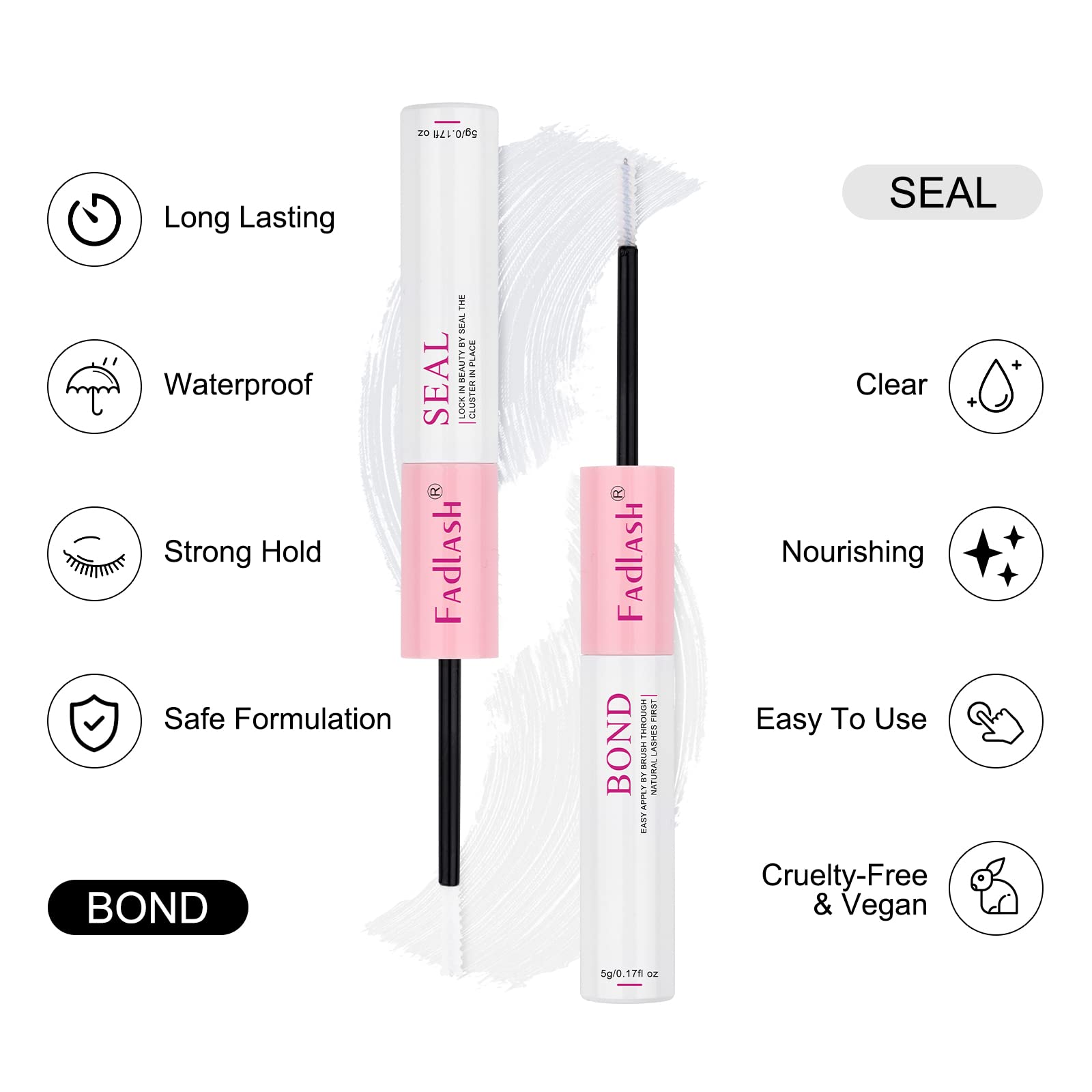 FADLASH brocha espiral para aplicación suave y uniforme.