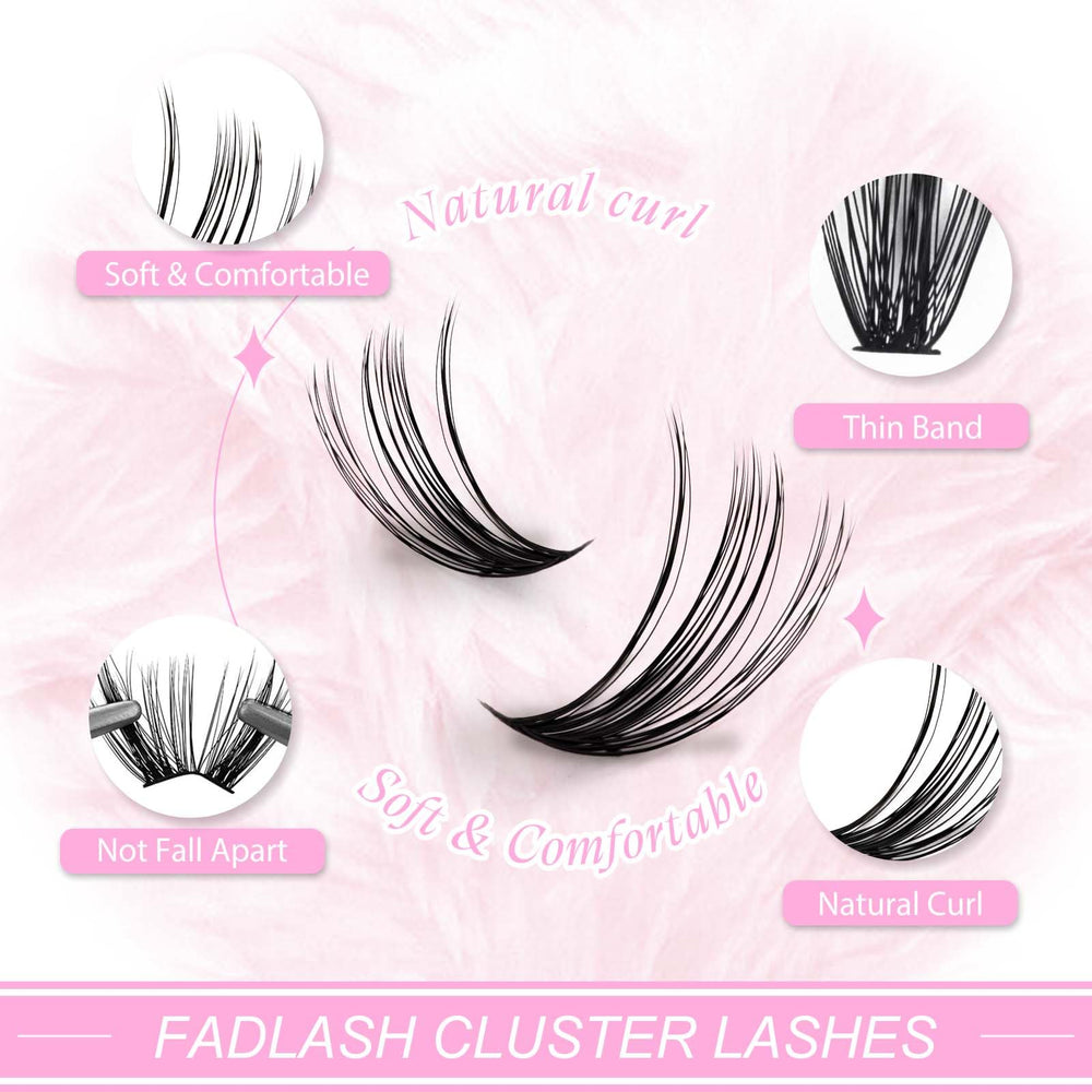 Pestanas en racimo de FADLASH, rizo D, para resultados glam o natural.