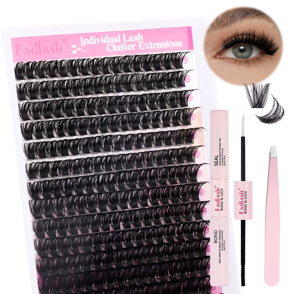 FADLASH DIY lash extension kit with volume fluffy cluster lashes for at-home styling