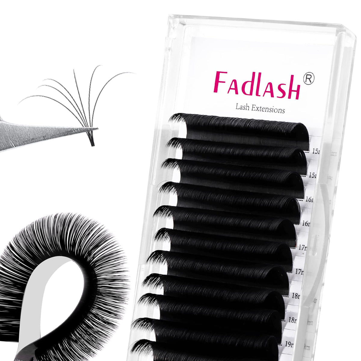 FADLASH Extensiones D Curl 0.07, 15-20mm para volumen natural y ligero.