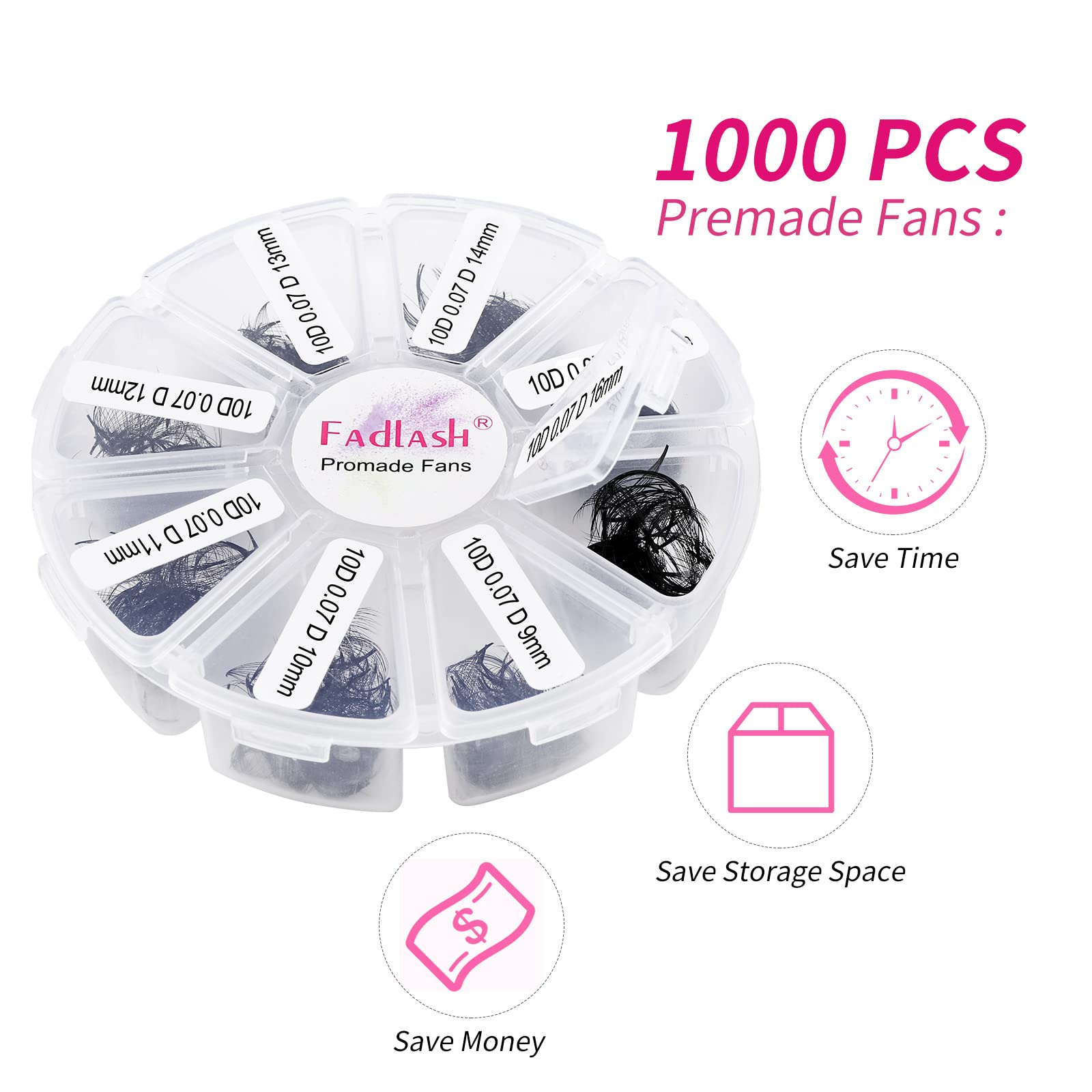 FADLASH fans prearmadas con base delgada para aplicación cómoda