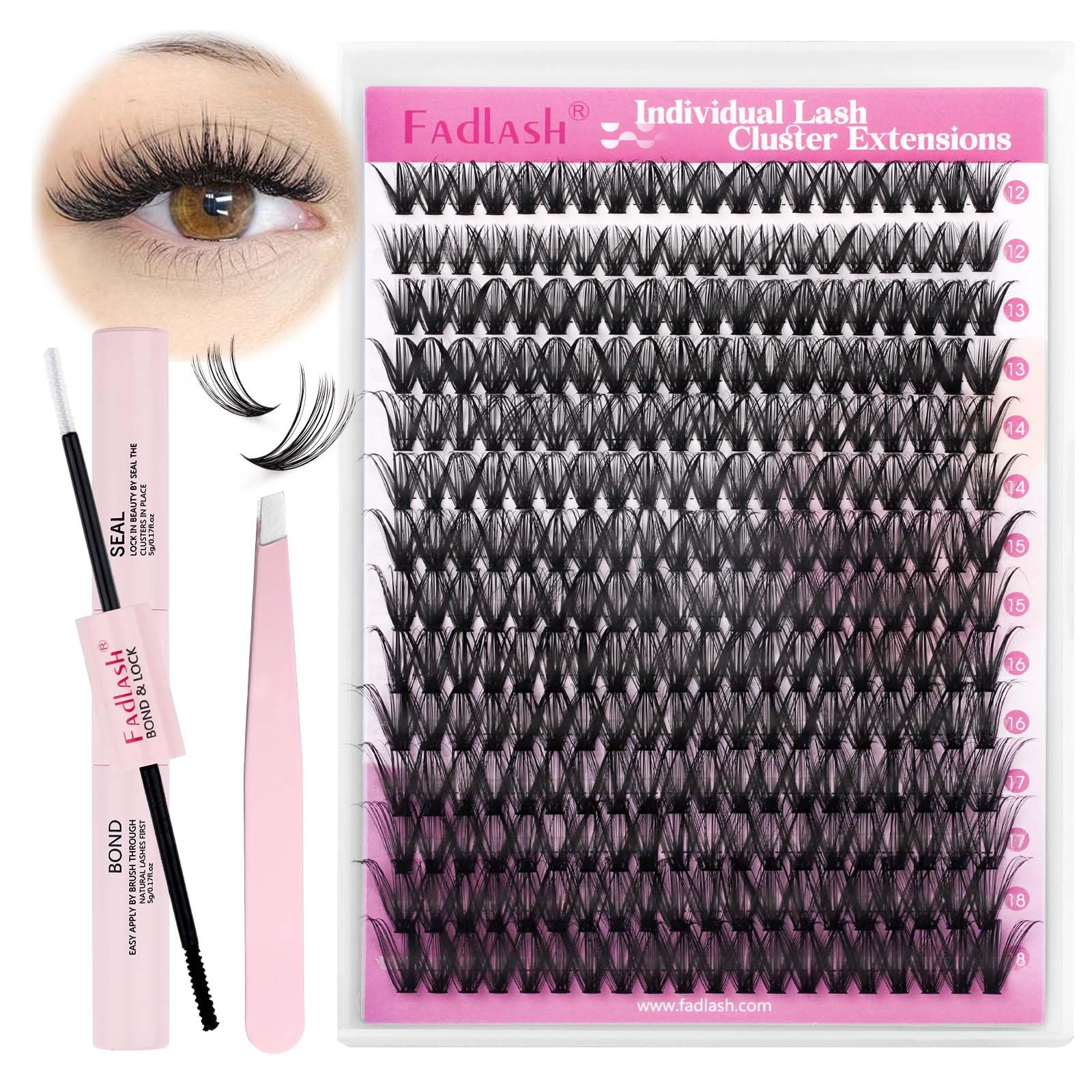 Kit FADLASH para aplicación de pestañas en casa con comodidad.
