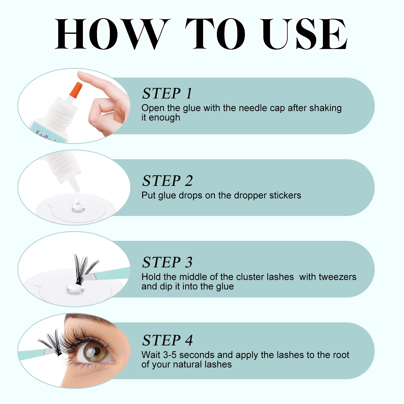 FADLASH pegamento claro para cluster, acabado natural y discreto