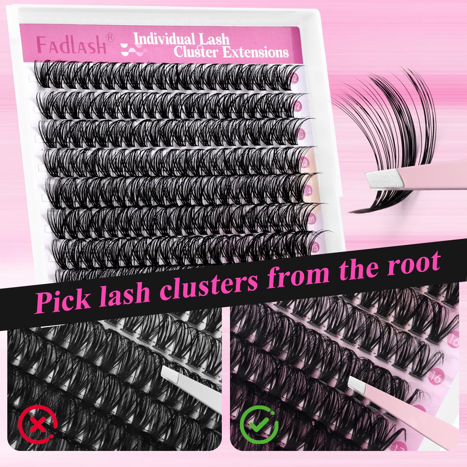 Pestañas naturales FADLASH para un look suave.
