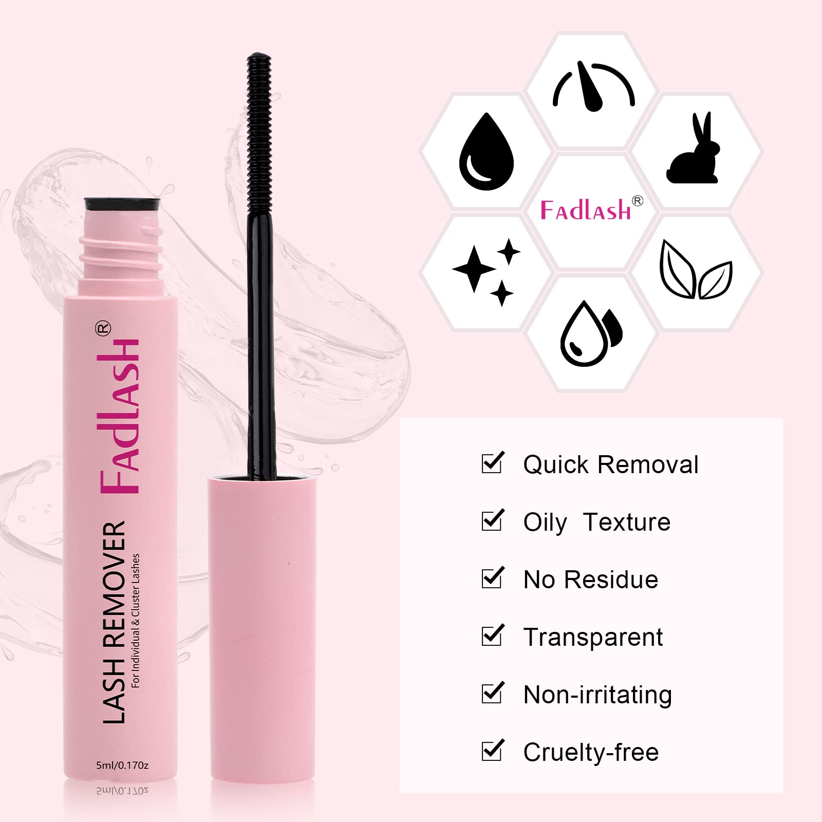 FADLASH remover suave para piel sensible y uso diario.