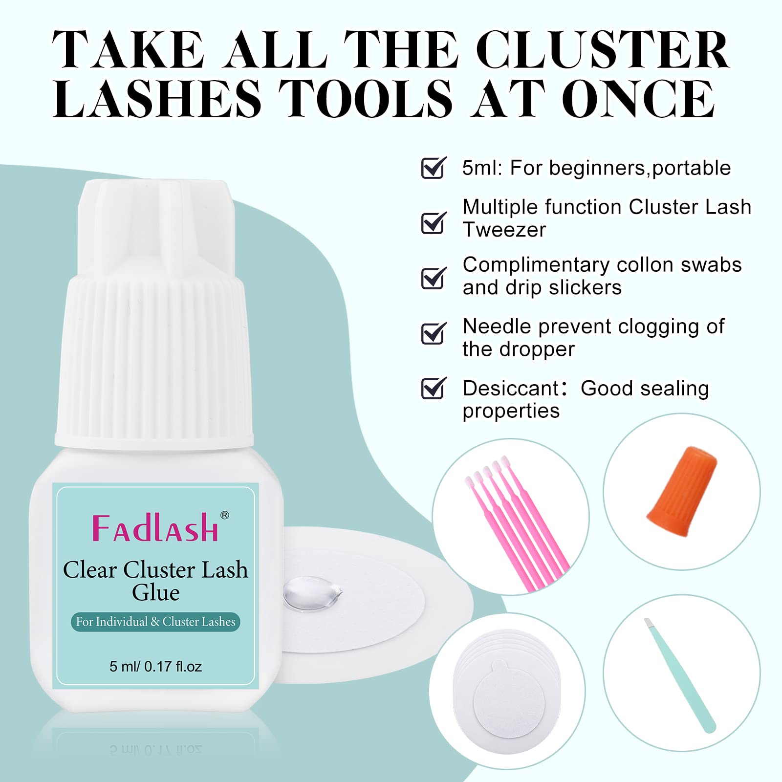 FADLASH pegamento cluster secado rápido 3-5 segundos para ajustes precisos