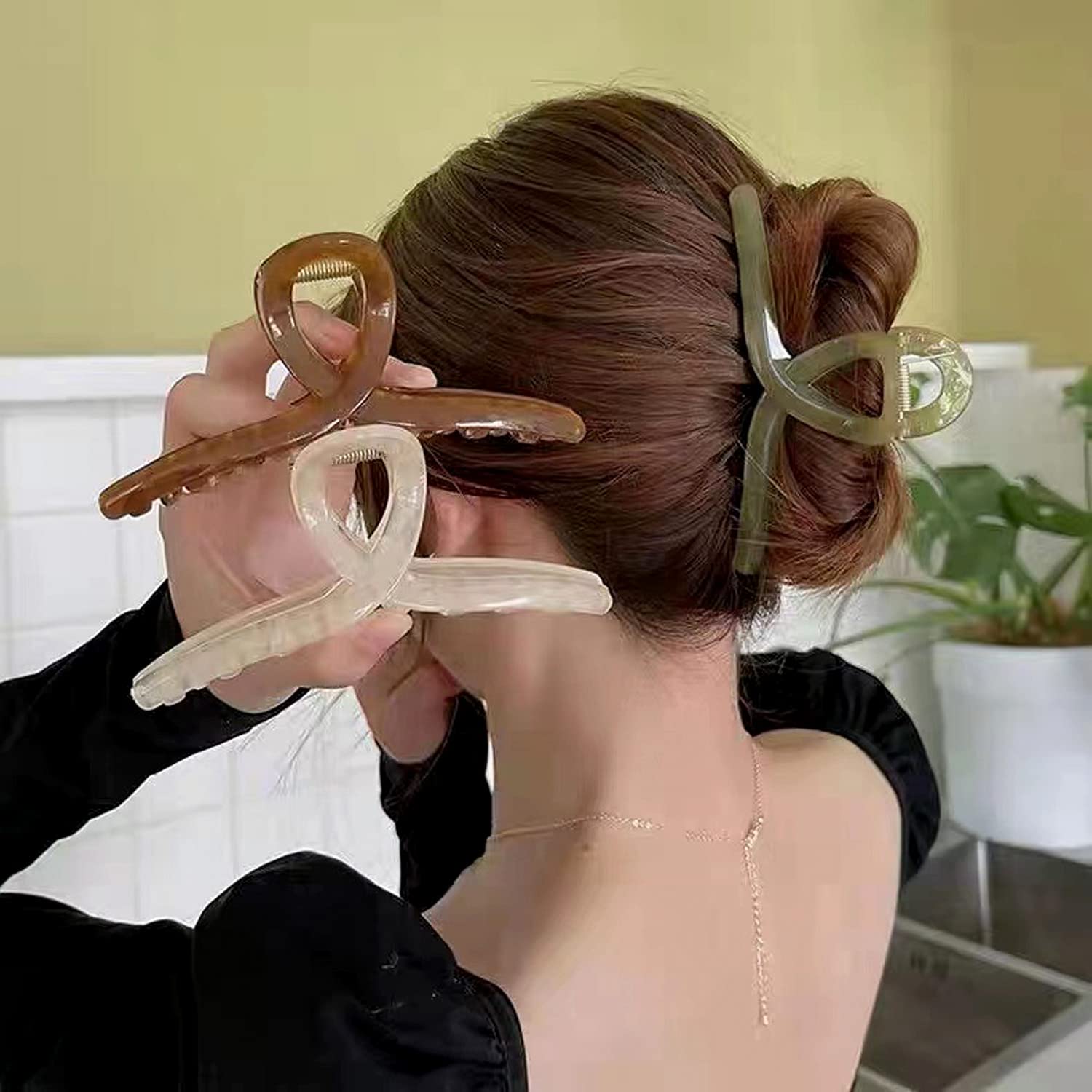 FAELBATY clip verde jade para pelo, estilo elegante con sujeción estable.