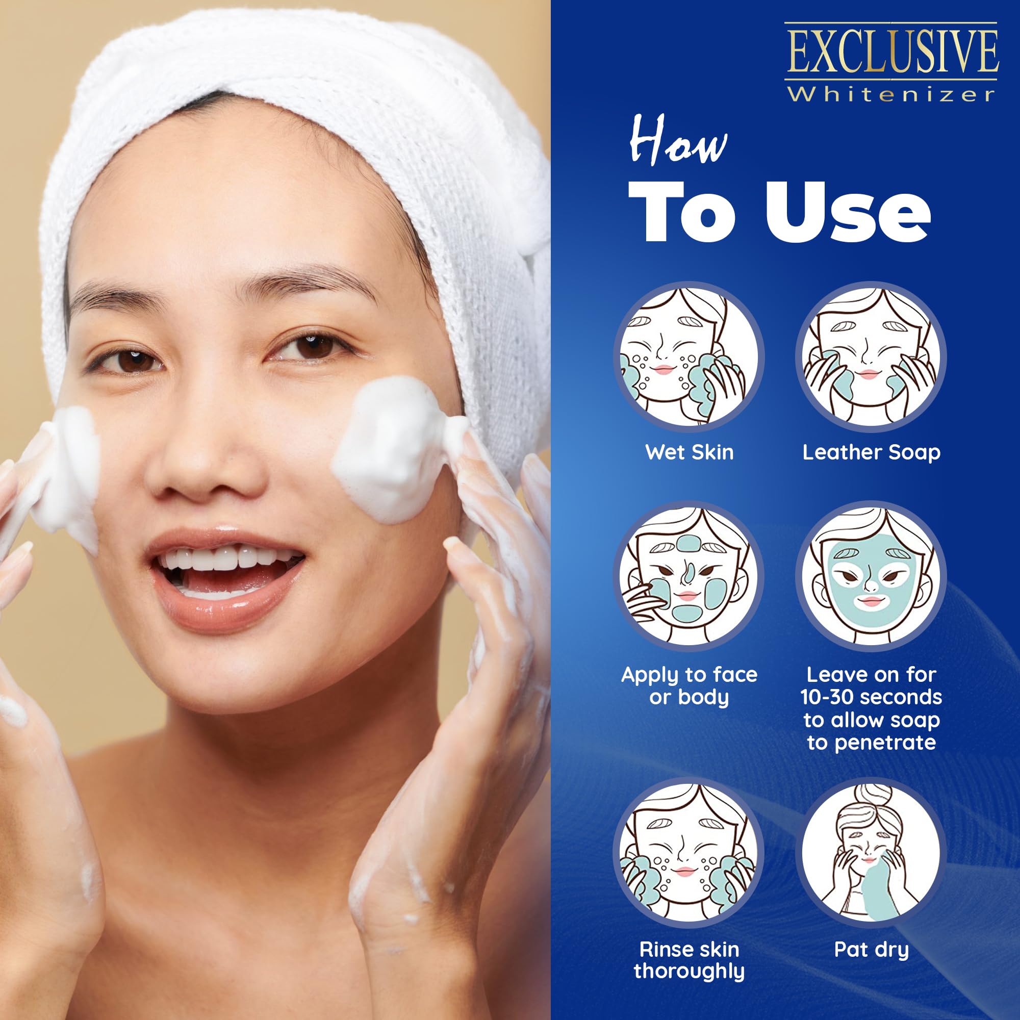 Aplicación en cuerpo con el Jabón Exfoliante Exclusivo para brillo ligero.