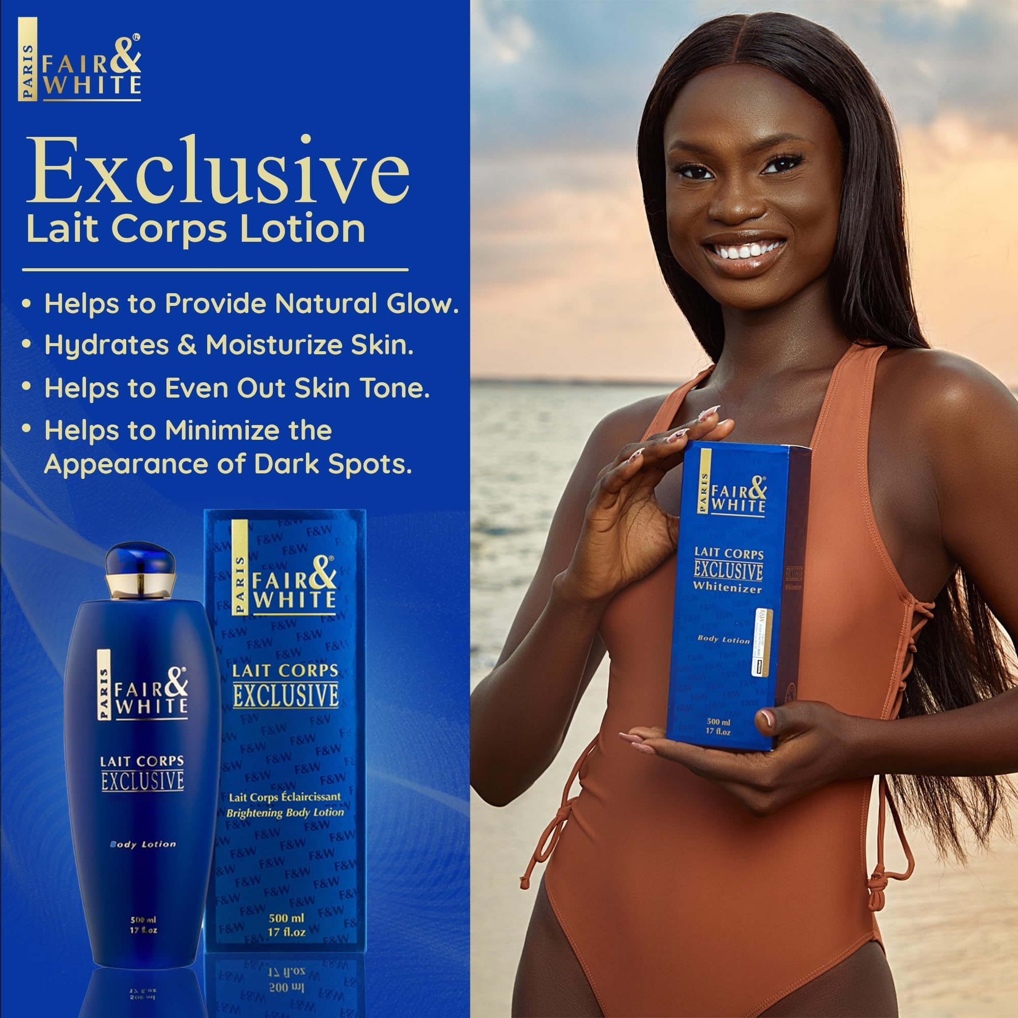Application mains avec Fair & White Lait Corps Exclusive, douceur et soin quotidien.
