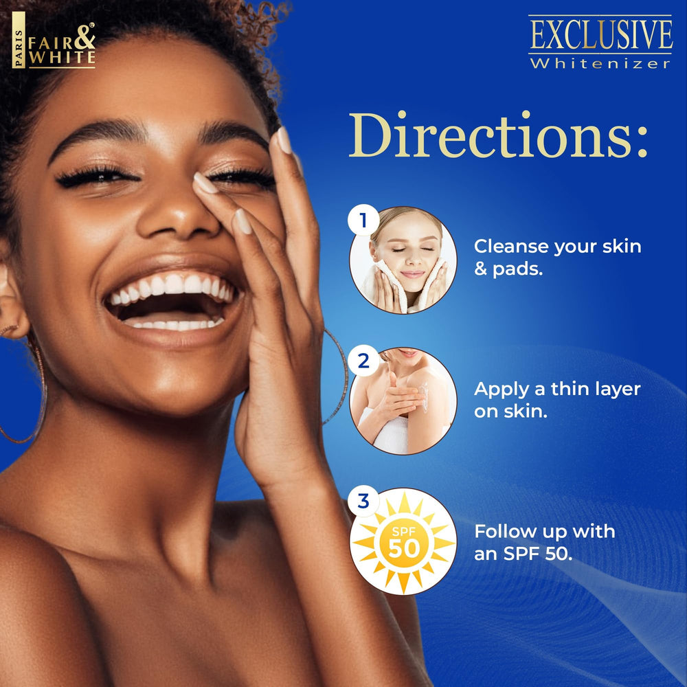 Éclat lumineux de la peau avec Fair & White Lait Corps Exclusive.