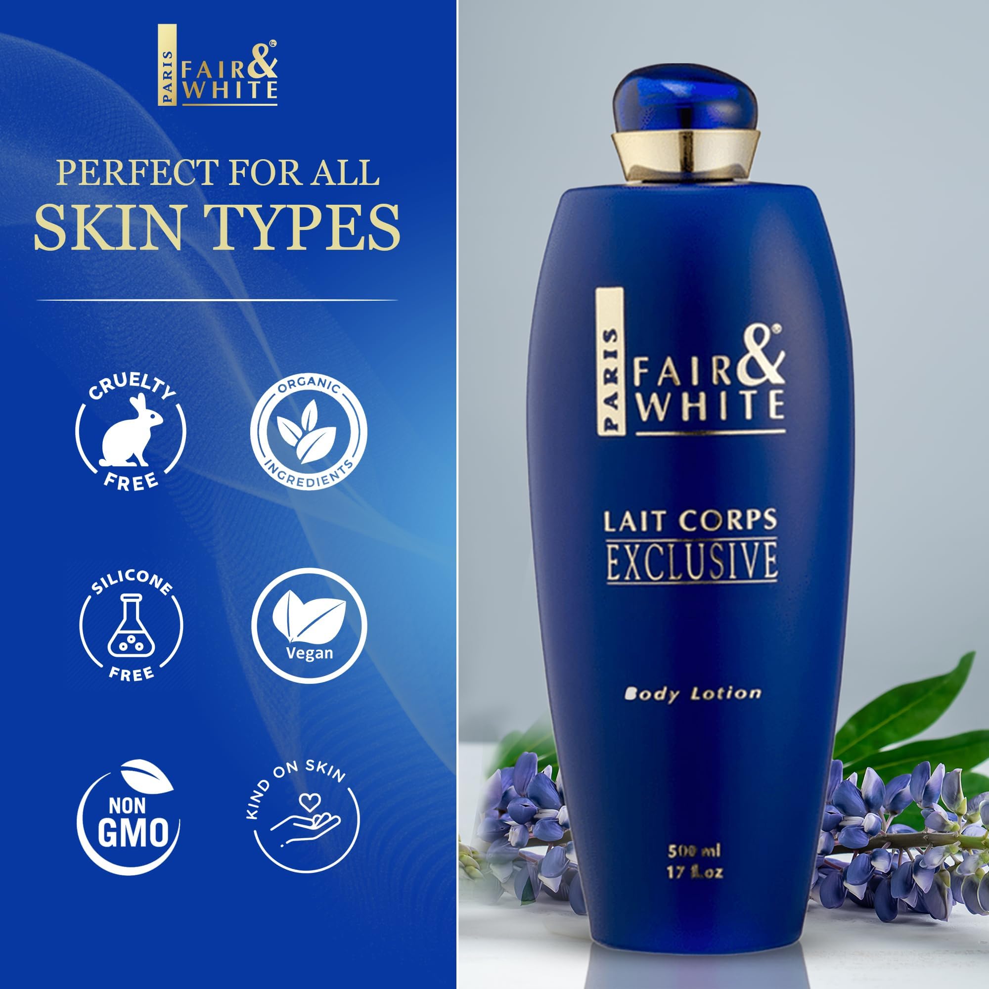 Texture crème riche et onctueuse de Fair & White Lait Corps Exclusive.