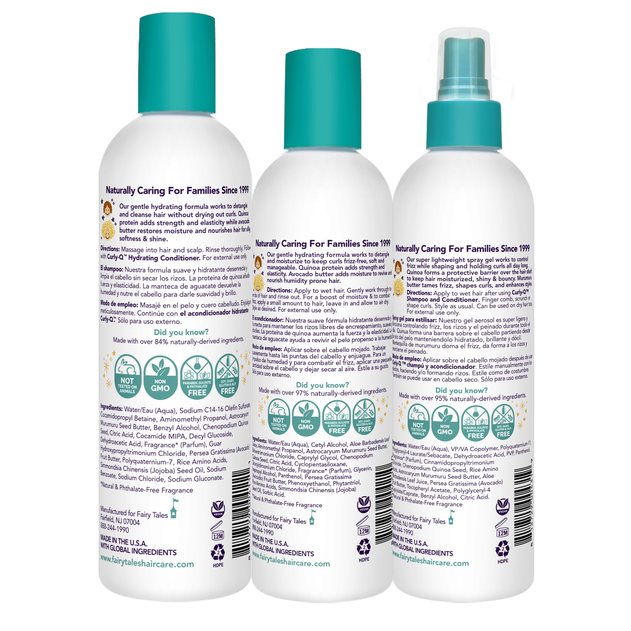Fairy Tales Curly Q Conditioner – bouteille, démêlage facilité et soin des boucles.