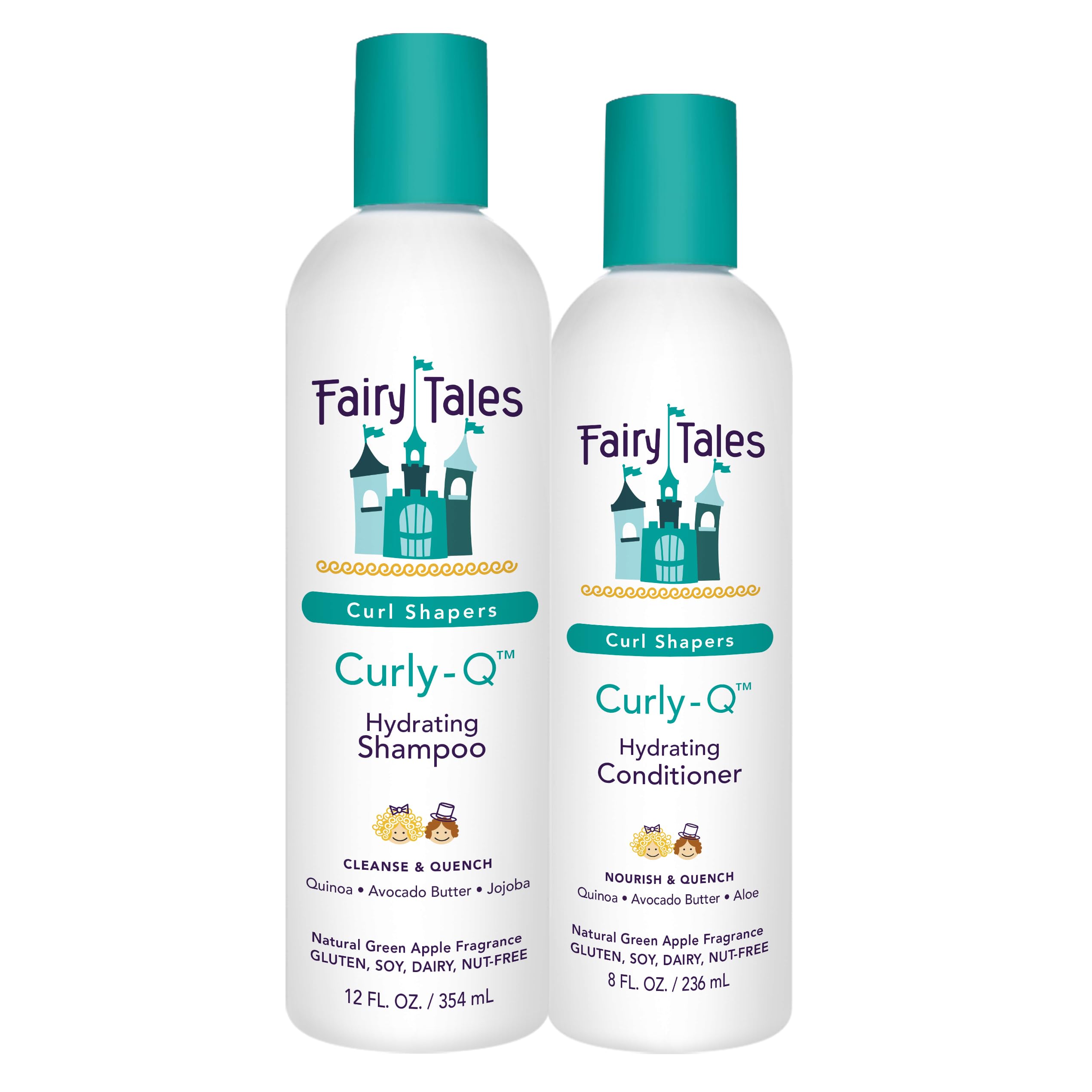 Botella de Fairy Tales Curly Q Shampoo, define rizos y aporta suavidad.