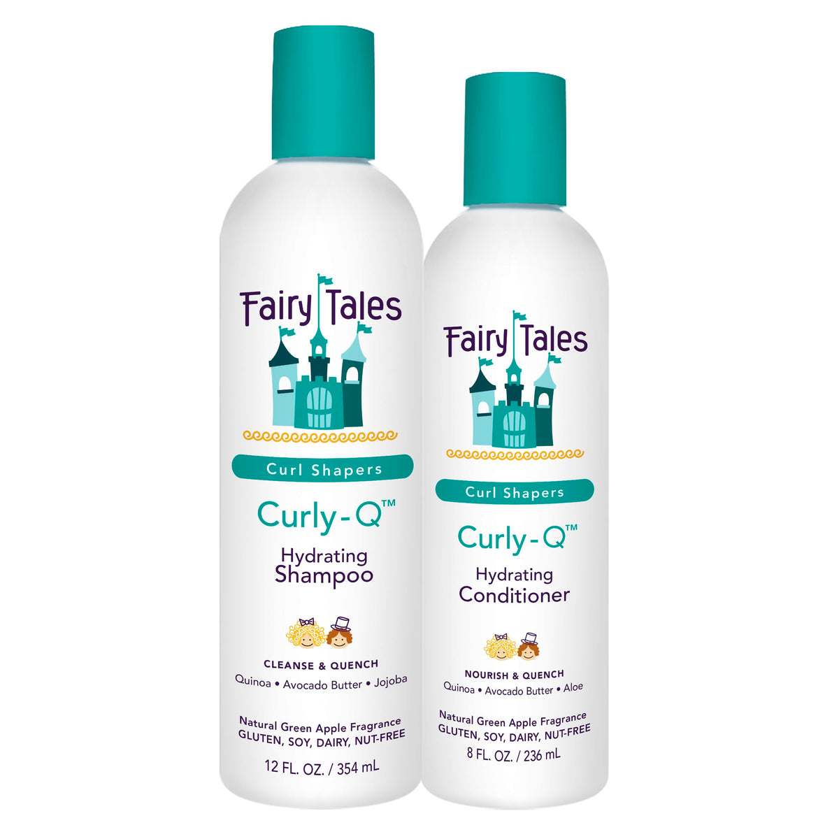 Botella de Fairy Tales Curly Q Shampoo, define rizos y aporta suavidad.