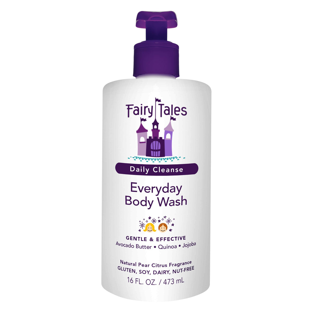 Fairy Tales Daily Cleanse, botella vertida, limpieza suave para piel sensible.