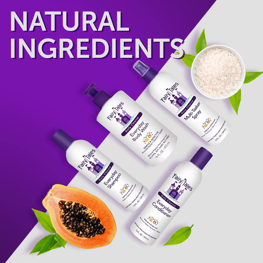 Ingredientes naturales de Fairy Tales Daily Cleanse para cuidado diario.