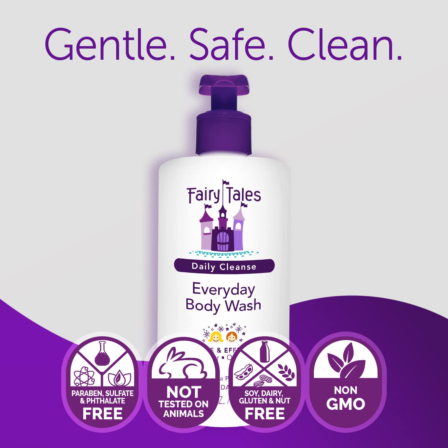 Aplicación suave en la ducha con Fairy Tales Daily Cleanse para piel limpia.