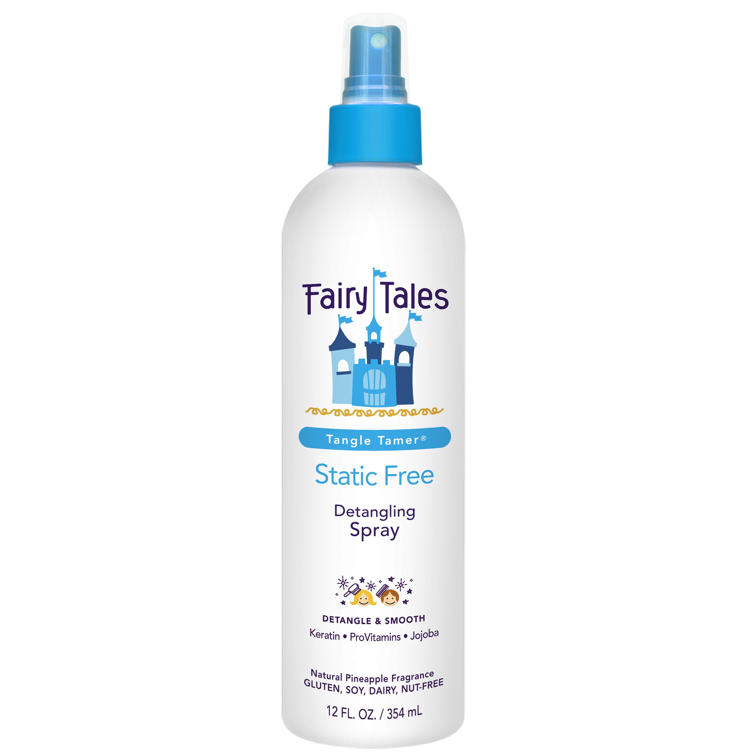 Fairy Tales Tangle Tamer, botella desenredante, facilita desenredar el cabello sin tirones.