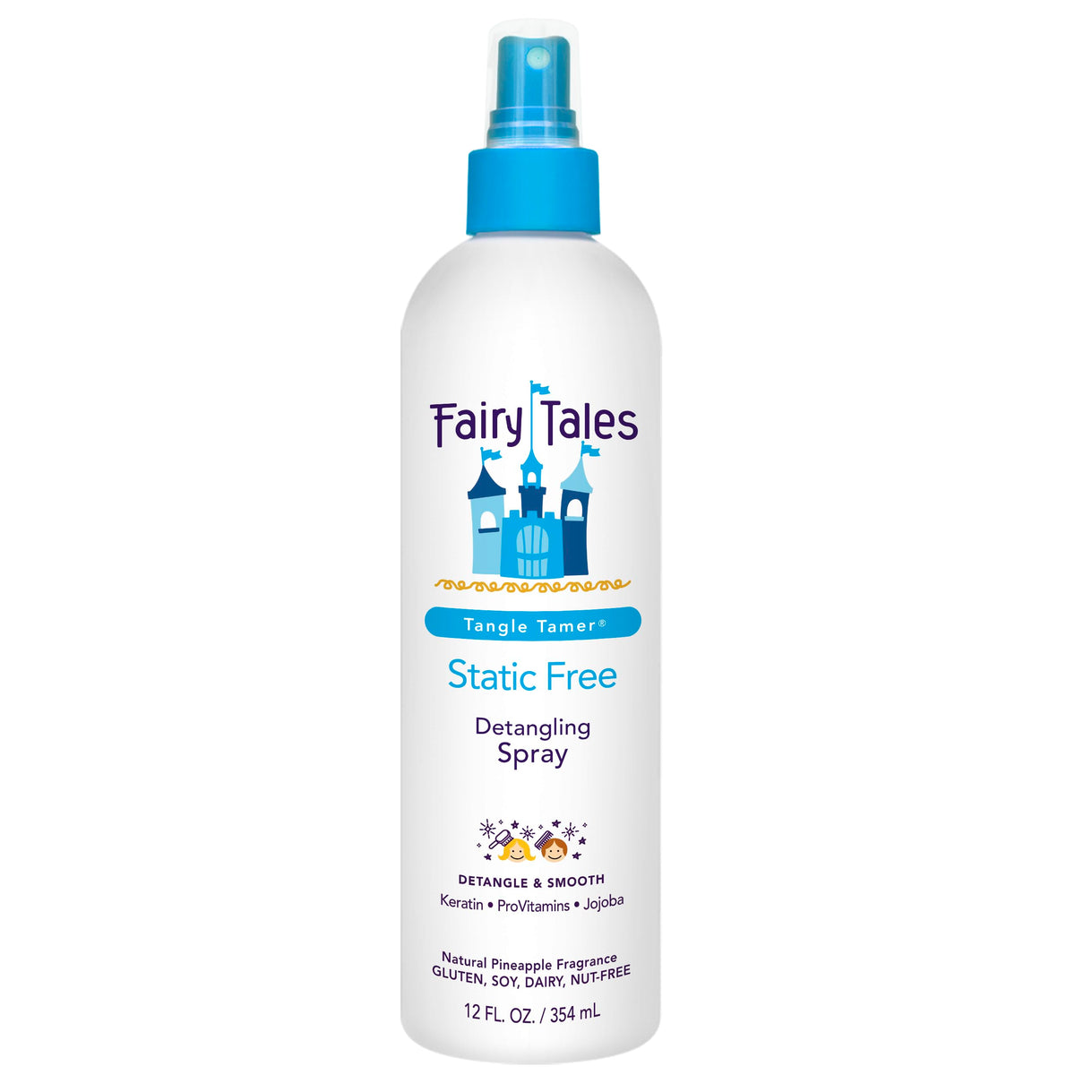 Fairy Tales Tangle Tamer, botella desenredante, facilita desenredar el cabello sin tirones.