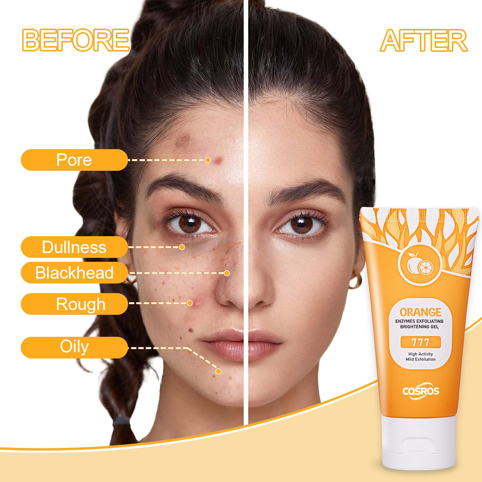 FAIRYTALESPACE gel exfoliante naranja con aroma cítrico revitalizante.