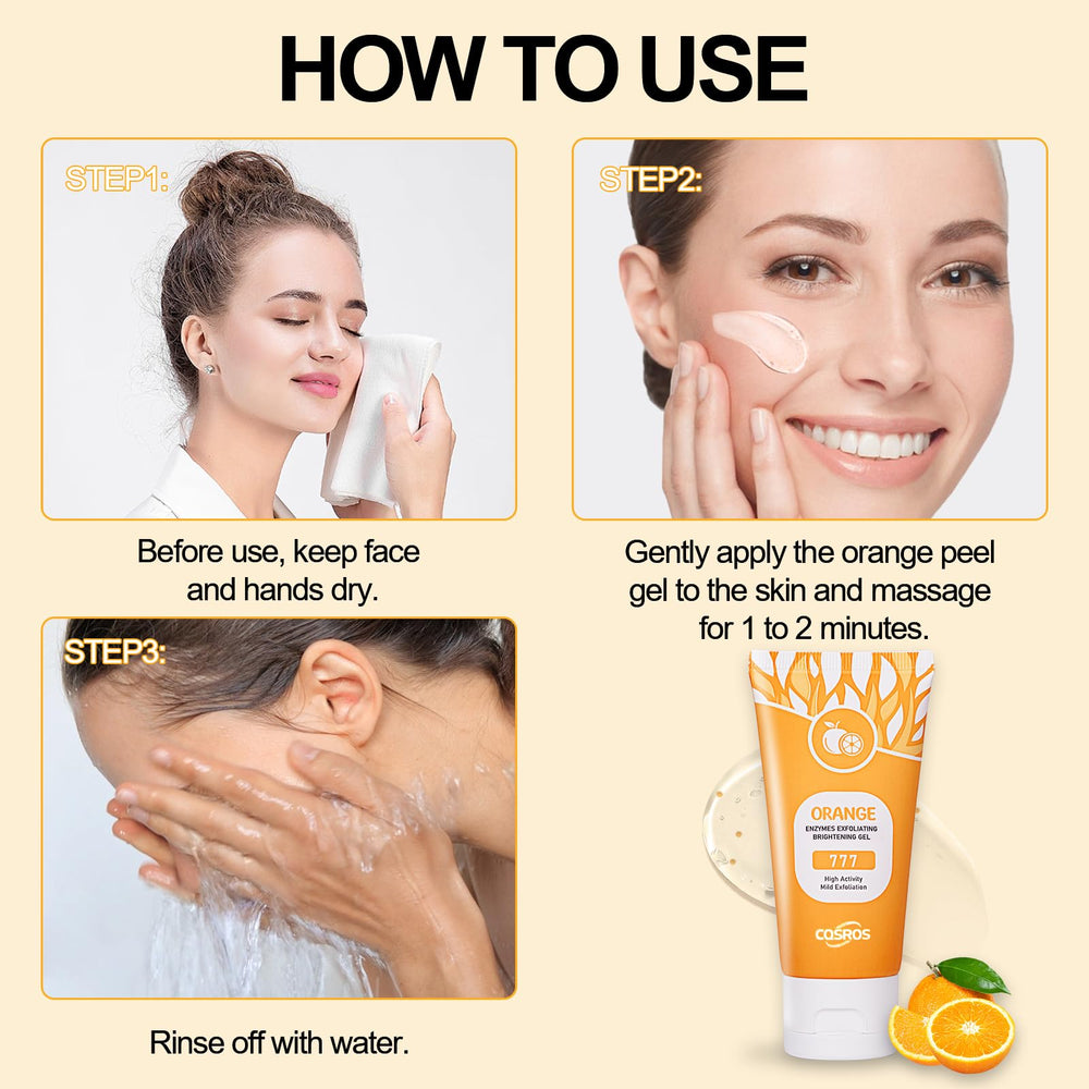FAIRYTALESPACE gel exfoliante naranja en estuche de dos unidades para cuidado diario.