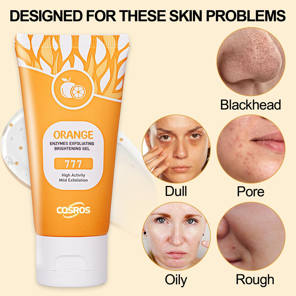 FAIRYTALESPACE gel exfoliante naranja orientado a puntos negros para poros limpios.