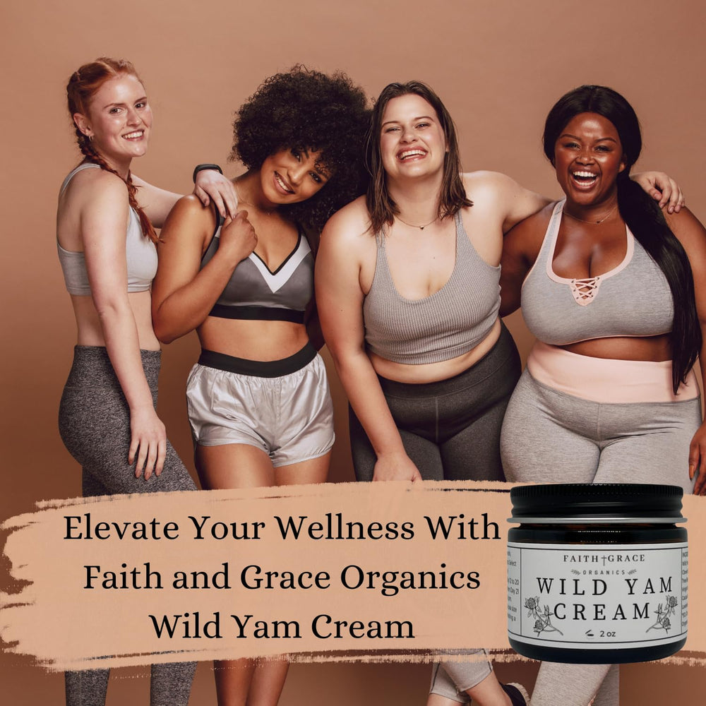 Faith and Grace Organics aplicación crema yam, hidratación diaria suave.