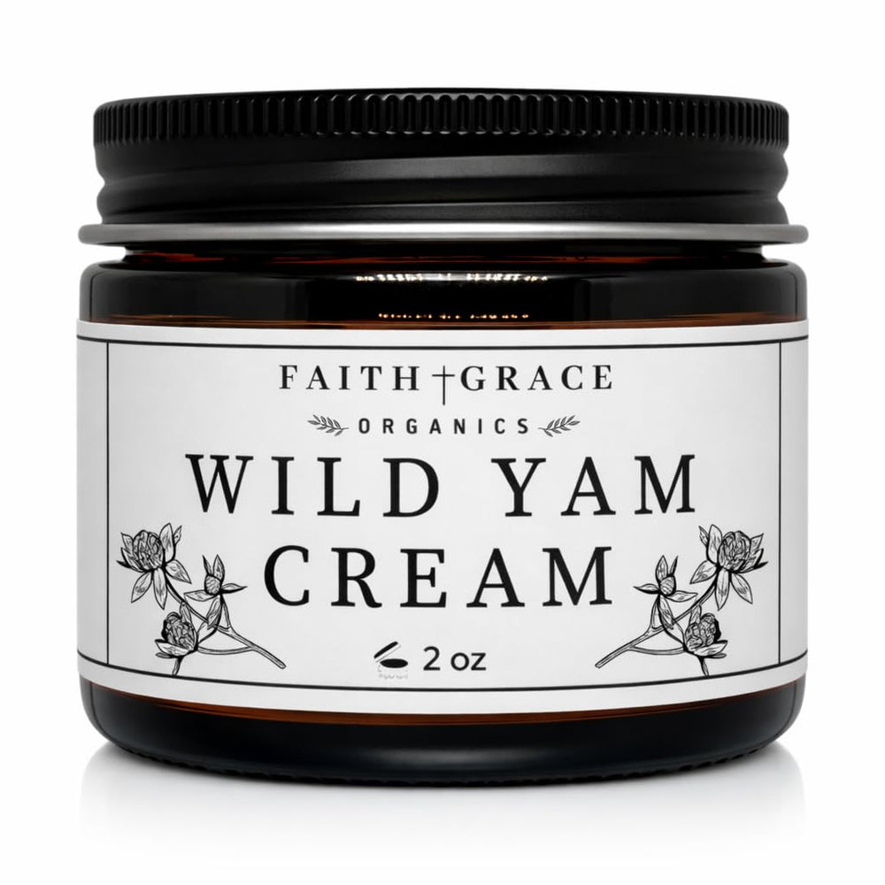 Faith and Grace Organics crema yam bote, posible apoyo al equilibrio hormonal.