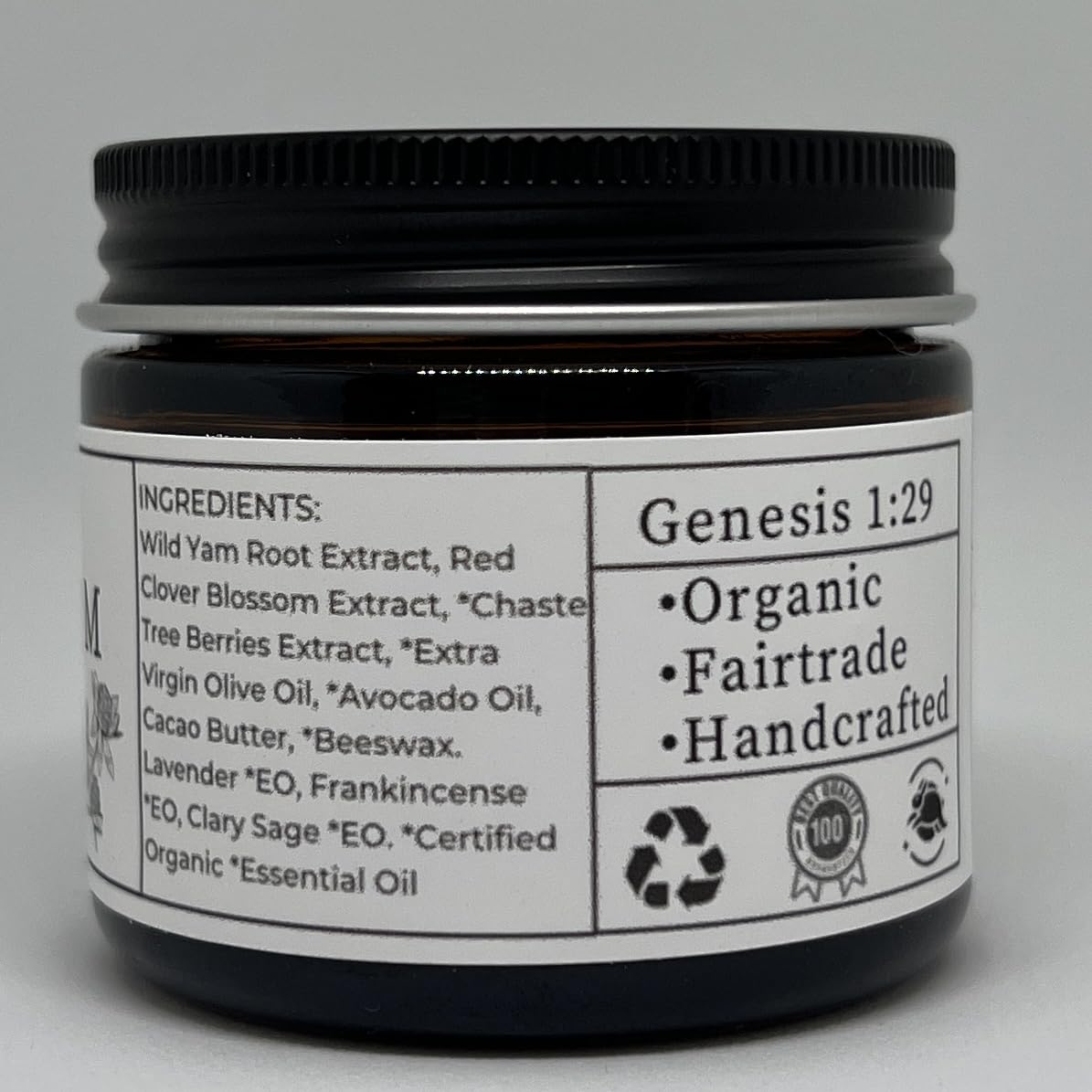 Faith and Grace Organics textura lujosa crema yam, absorción rápida.