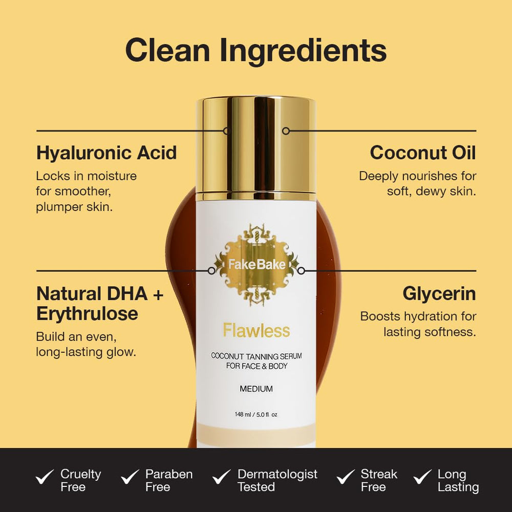 Sérum Fake Bake Flawless adapté à tous les tons pour un éclat naturel.