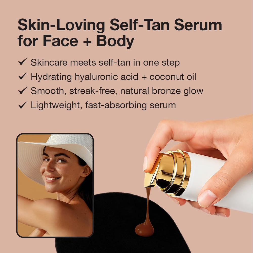 Fake Bake Flawless Sérum – pompe pratique pour visage et corps.