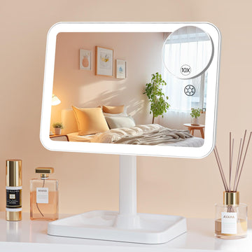 Famihomii Espejo de maquillaje con luz encendida para uso diario preciso.
