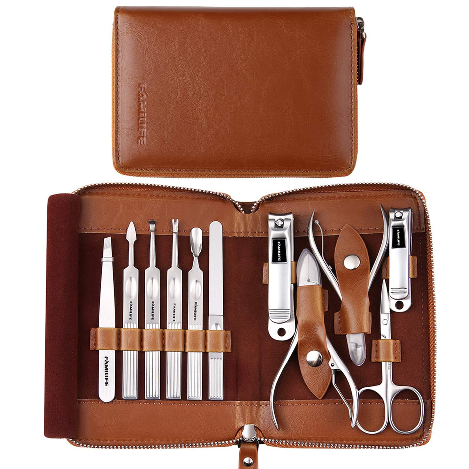 FAMILIFE kit 11 en 1 con cortauñas para cuidado de uñas en casa