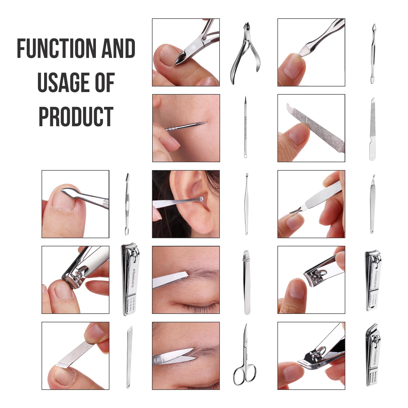 Limpiador de uñas FAMILIFE, higiene rápida entre usos.