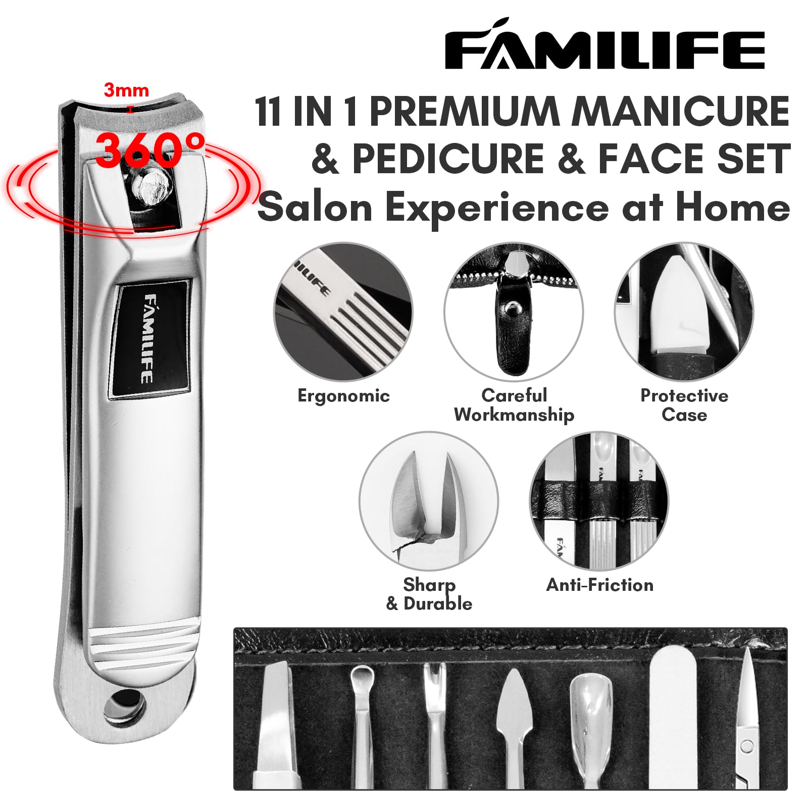 Pince-cuticule FAMILIFE, précision inox, pour des gestes soignés autour des cuticules.