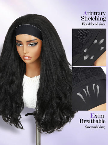FANCEE Yaki Wavy Headband Wig, instalación sin pegamento fácil