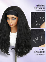 FANCEE Yaki Wavy Headband Wig, instalación sin pegamento fácil