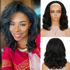 FANCEE Yaki Curly: media peluca rizos sueltos para un acabado natural.