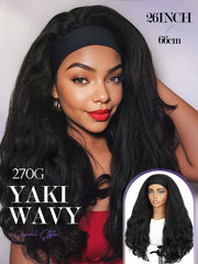 FANCEE Yaki Wavy Headband Wig, extremos rizados para look suave