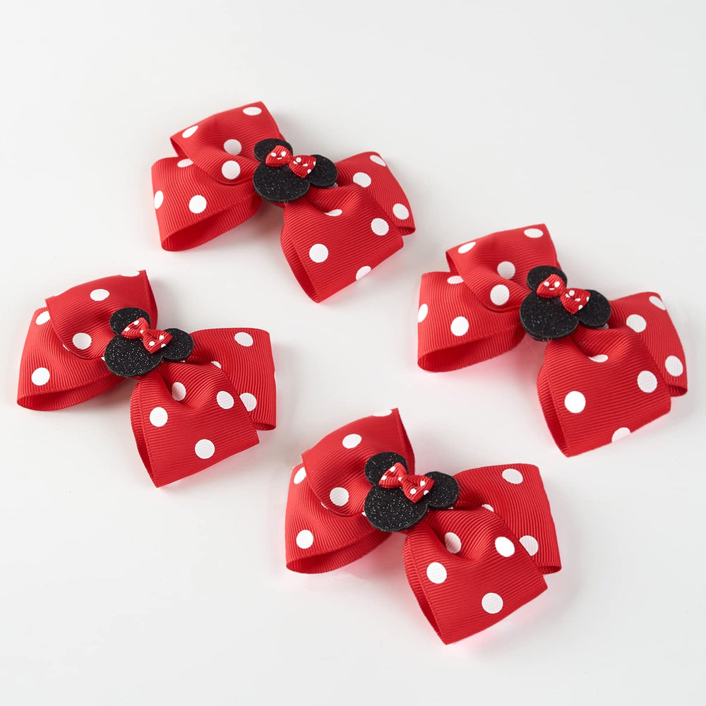 Broche para cabello con orejas de ratón rojas y lunares