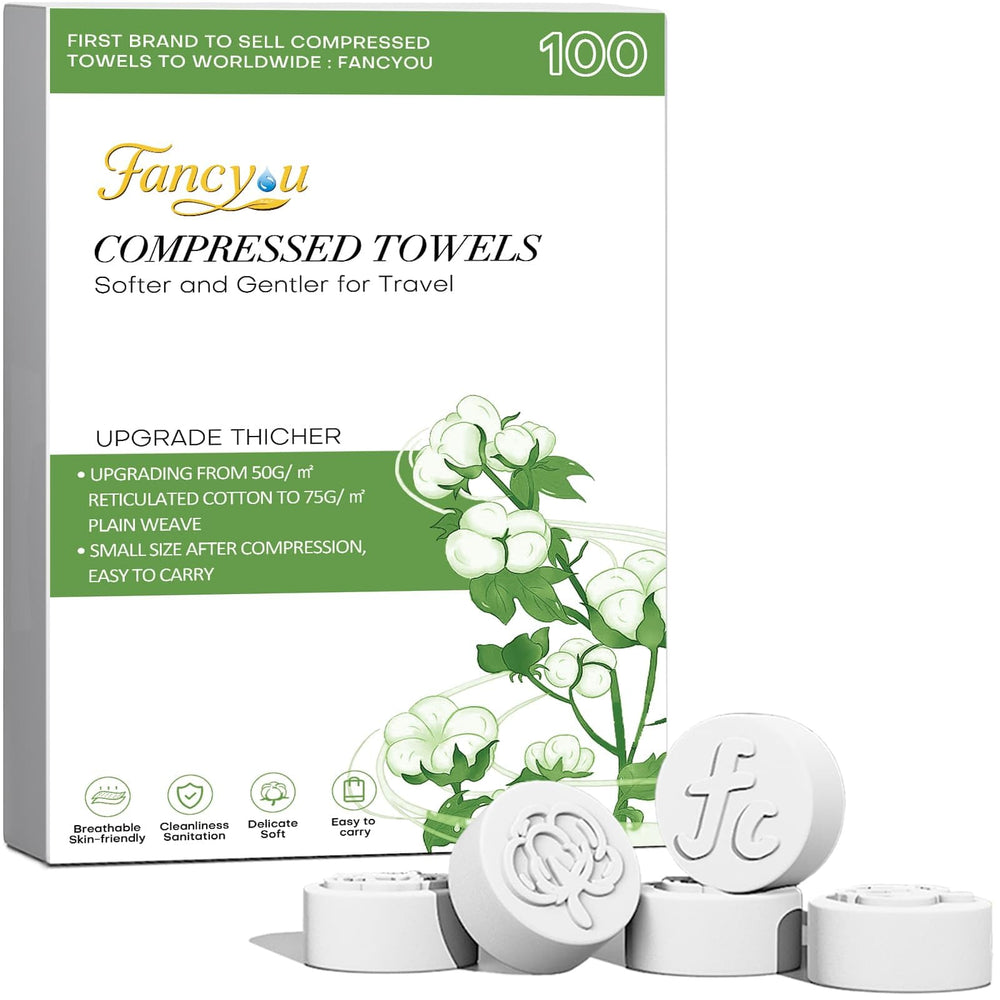 Fancyou toallas comprimidas 100 unidades, ideal para viaje y ocio