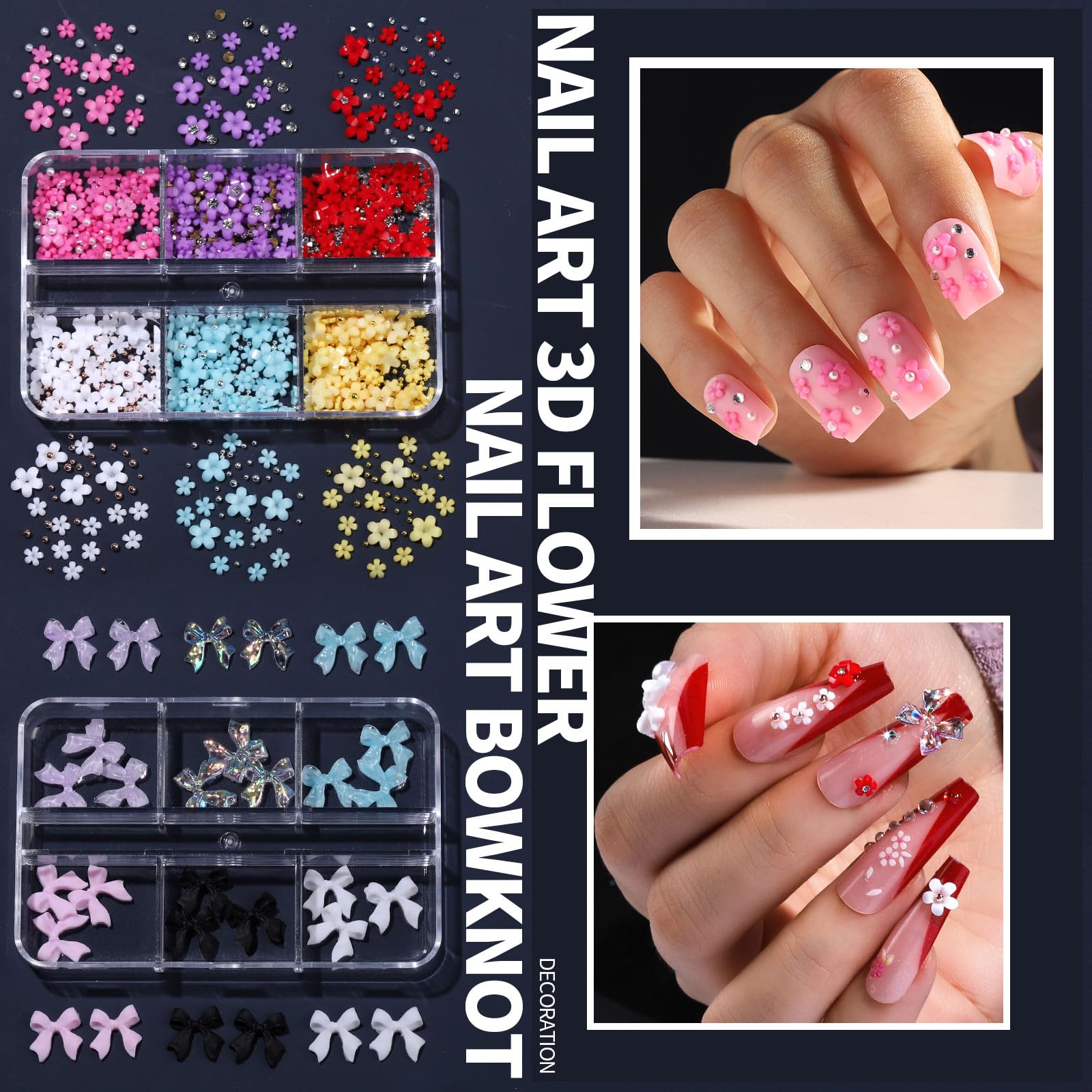 Adornos 3D con perlas blancas FANDAMEI, aportan elegancia y dimensión a las uñas