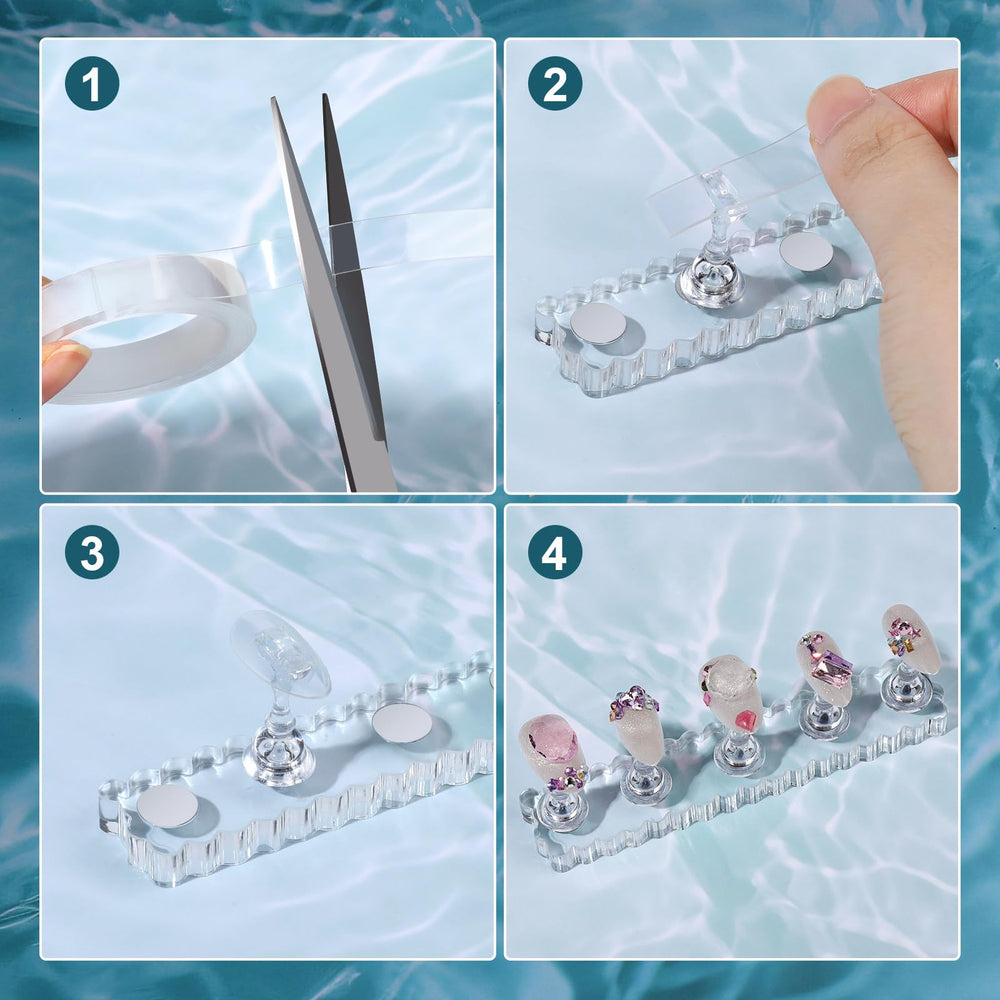 Fandamei acabado brillante electroplateado en bases acrílicas de uñas