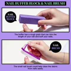 Fandamei bloque buffer morado para brillo de uñas