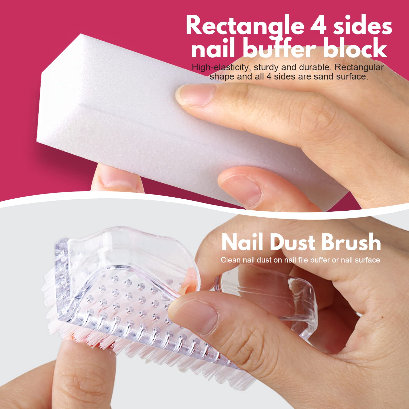 Bloque buffer rectangular blanco de Fandamei para alisar uñas